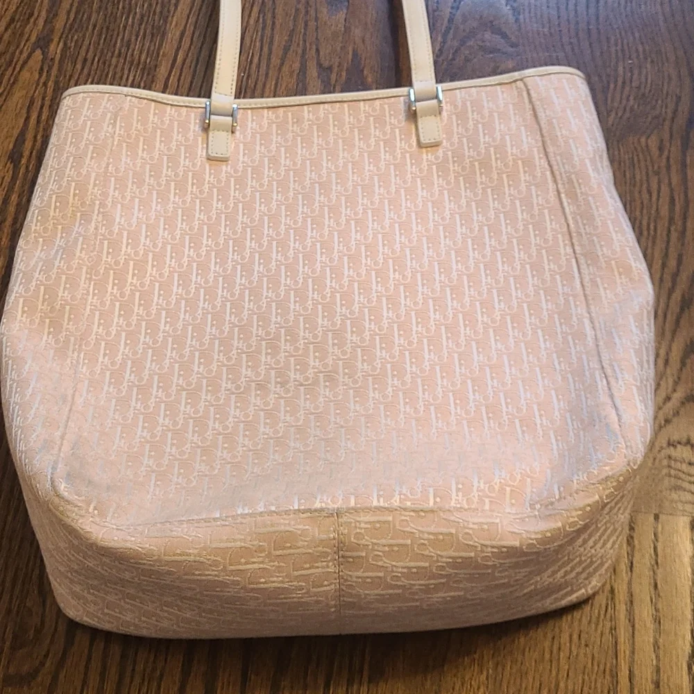 Dior Light Pink Quilted Tote with White Straps